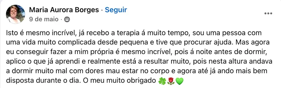 Mensagem de Maria Aurora Borges sobre o curso
